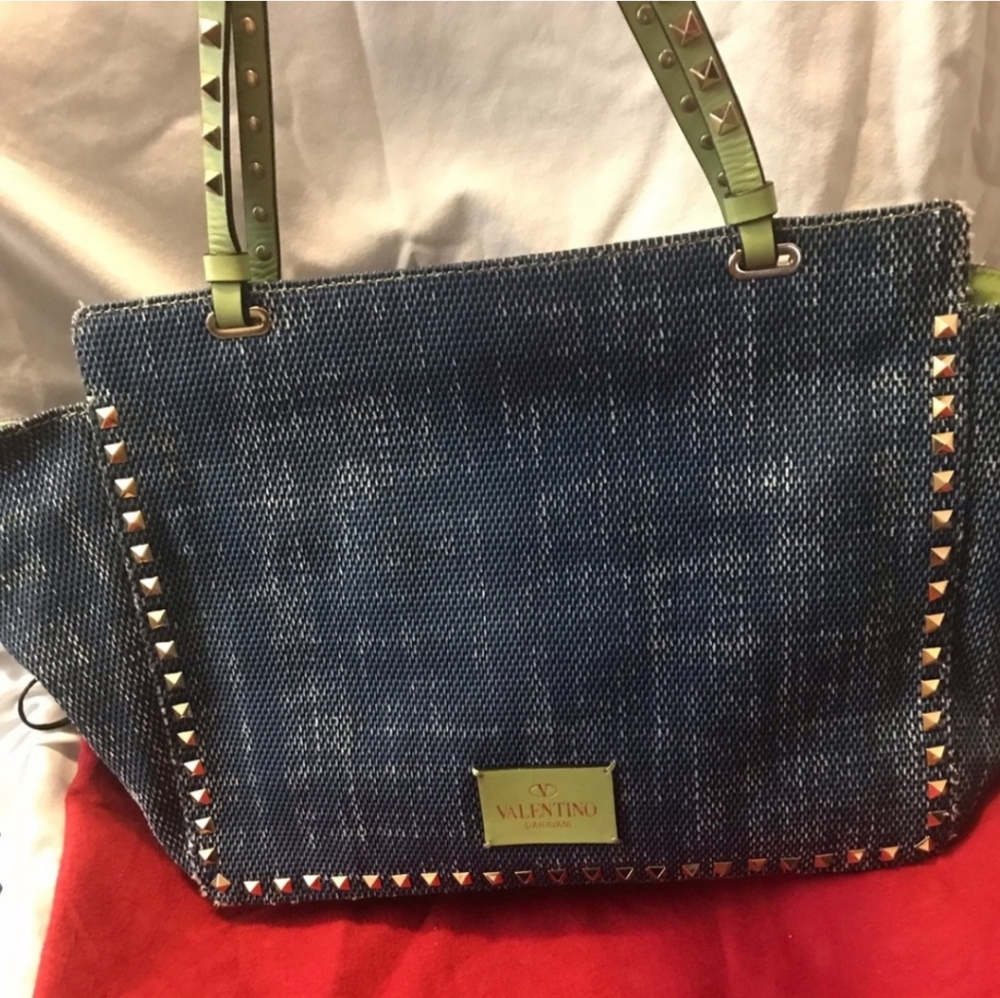 🚫SOLD🚫 Valentino Garavani Blue Jean and Green Tote Bag